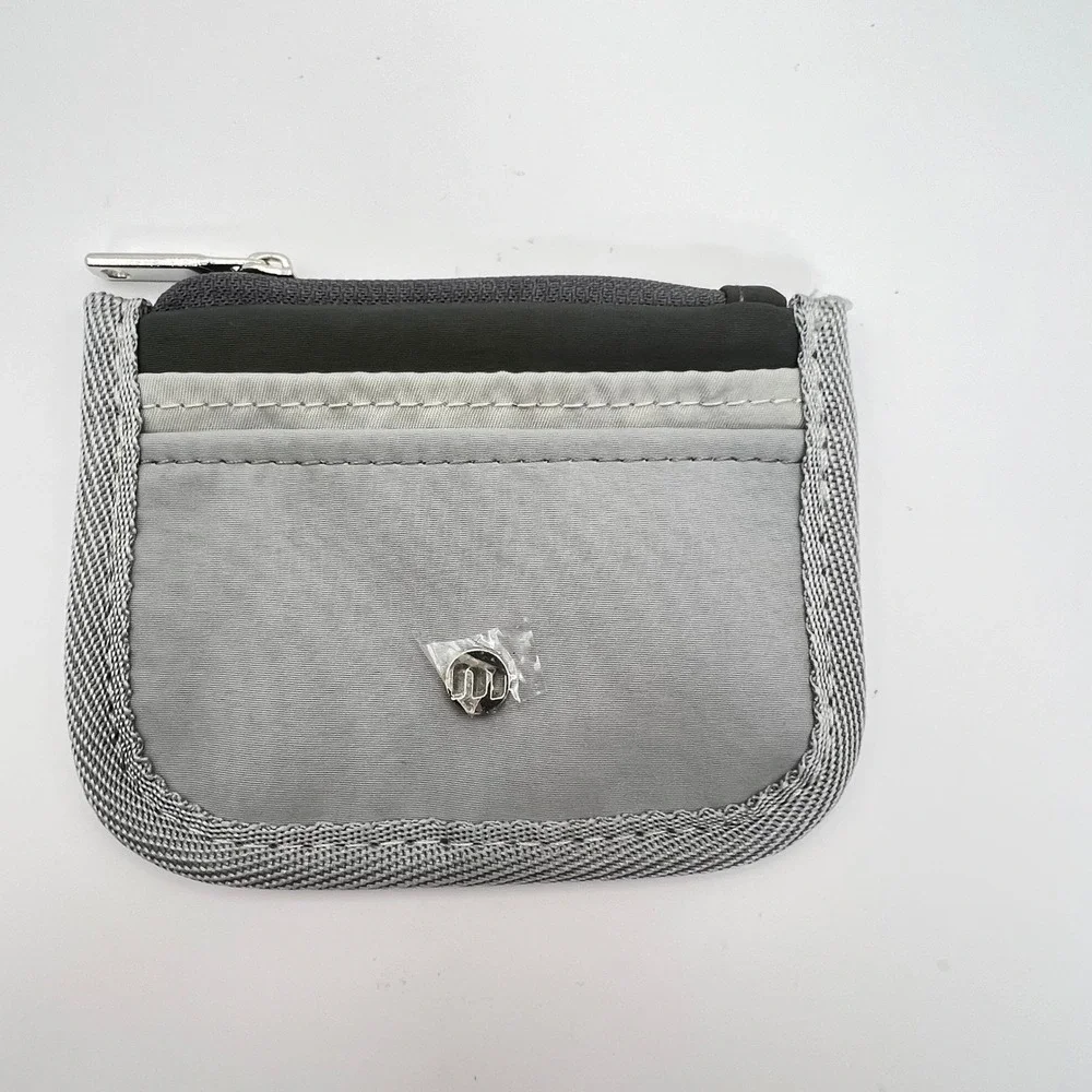 RFID Blocking Mini Wallet Card Holder Coin Purse Zip Pouch Gray Travel
